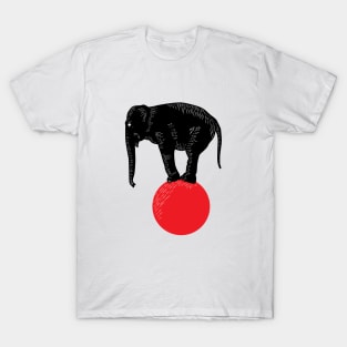 Elephant circus black, white and red T-Shirt